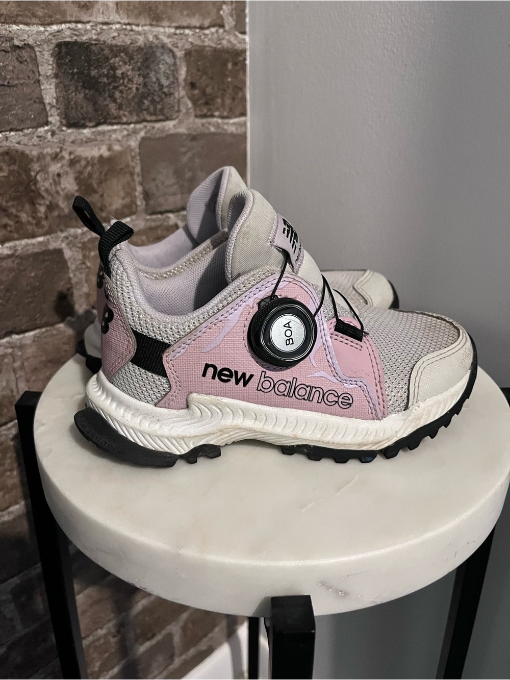 New Balance Kids Pink and Gray BOA Trail Sneaker